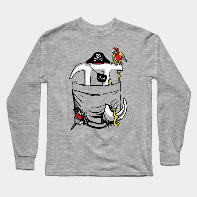 Jumbo Pocket Pirate Pi Day Long Sleeve T-Shirt by Mudge